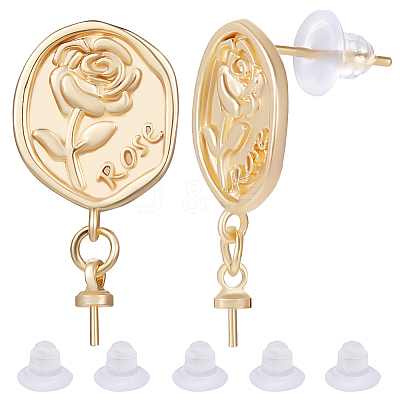 10Pcs Brass Stud Earring Findings KK-BBC0009-25-1