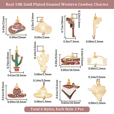 12Pcs 6 Styles Brass Enamel Charms KK-BBC0025-03-1