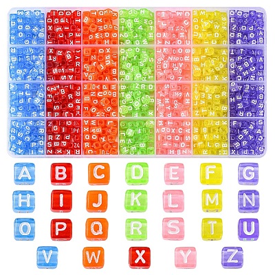 1190Pcs 7 Colors Transparent Acrylic Beads TACR-YW0001-58-1