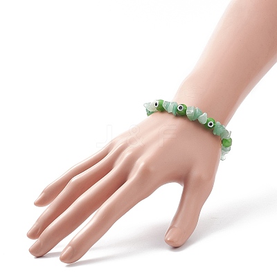 7Pcs 7 Style Natural & Synthetic Mixed Gemstone Chips & Lampwork Evil Eye Stretch Bracelets Set for Women BJEW-JB08746-1
