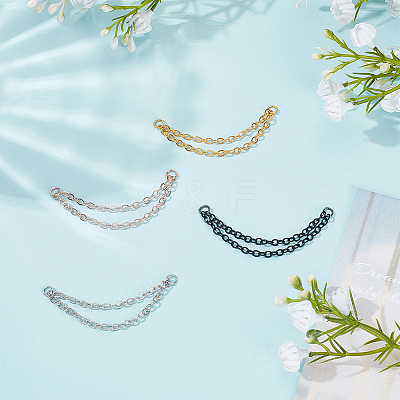 8Pcs 4 Colors Stainless Steel Cartilage Earrings with Double Dangle Chains AJEW-ME0001-50-1