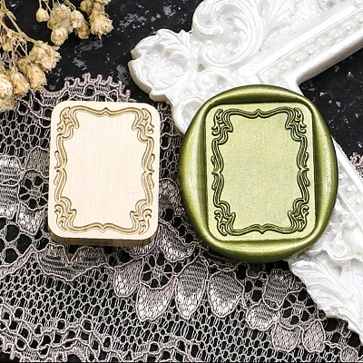 Rectangle Flower Frame Brass Stamp Heads AJEW-M037-04G-06-1