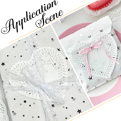 400Pcs 4 Colors Heart Lace Greaseproof Wrapping Paper FIND-SP0005-47-1