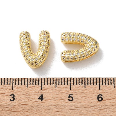 Rack Plating Brass Micro Pave Cubic Zirconia Slide Charms KK-C084-34G-V-1
