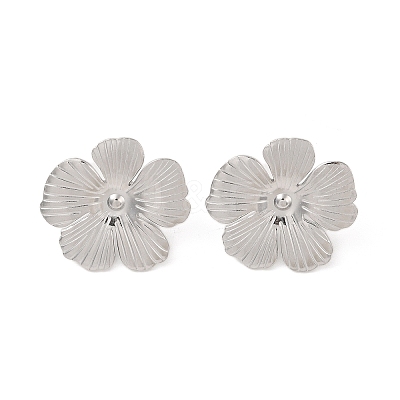 Non-Tarnish Flower 304 Stainless Steel Stud Earrings for Women EJEW-L272-031P-03-1
