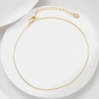 925 Sterling Silver Boston Link Chain Anklet AJEW-Z029-16G-1