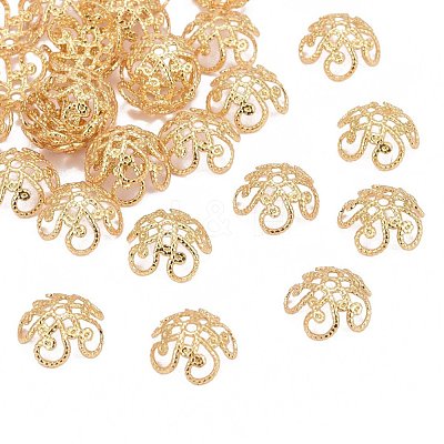 Flower Brass Fancy Bead Caps KK-P032-01-NR-1
