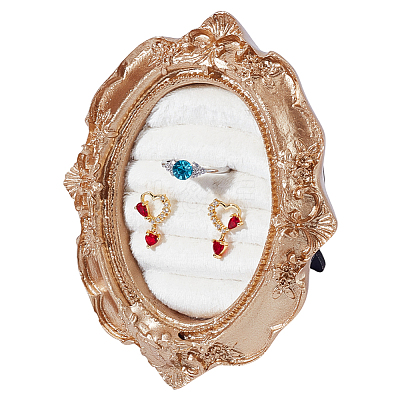 Goldenrod Photo Frame Resin Finger Ring Organizer Holder with Velvet Mat RDIS-WH0016-22-1