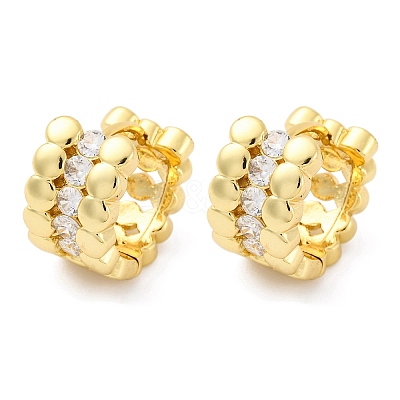 Brass Micro Pave Clear Cubic Zirconia Hoop Earrings EJEW-H158-14G-1