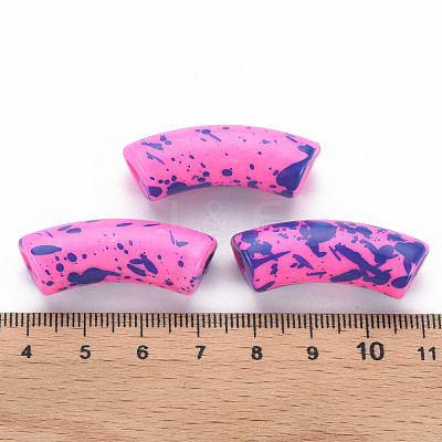 Opaque Spray Painted Acrylic Beads MACR-S372-001F-B06-1