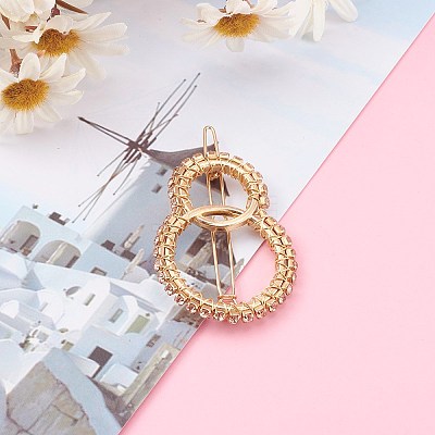Alloy Hollow Geometric Gemstone Beads Hair Barrettes PHAR-JH00075-03-1