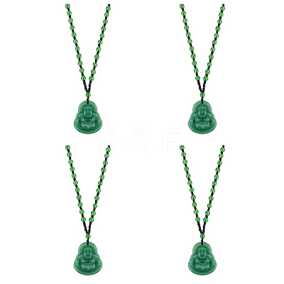 4Pcs Resin Imitation Gemstone Maitreya Buddha Pendant Necklace NJEW-FI0001-62A-1