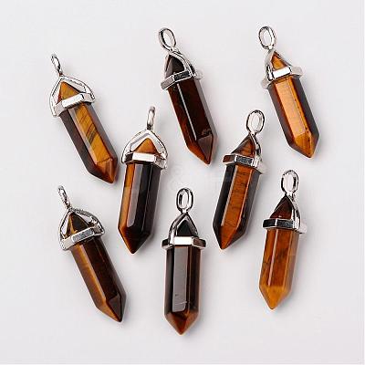 Natural Tiger Eye Double Terminated Pointed Pendants G-F295-05B-1