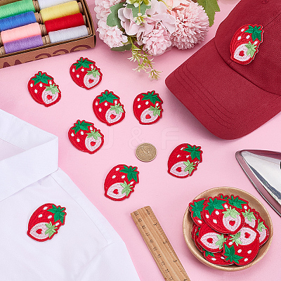 30Pcs Strawberry Computerized Embroidery Cloth Iron on/Sew on Patches PATC-FG0003-73A-1