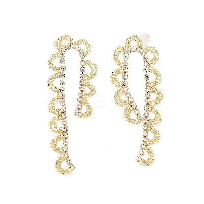 Brass Rhinestones Stud Earrings AJEW-D307-01G-1