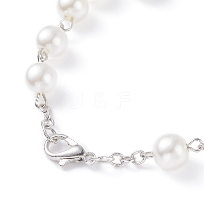 Religious Prayer Imitation Pearl Beaded Rosary Bracelet BJEW-O140-01P-1