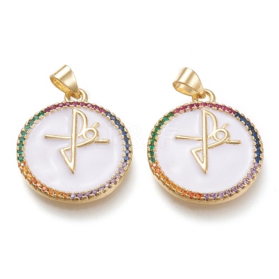 Brass Micro Pave Cubic Zirconia Pendants ZIRC-F116-01A-G-1