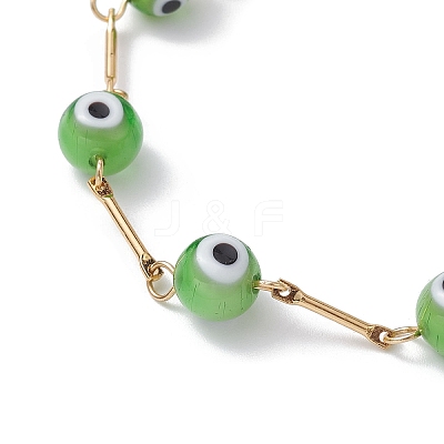 Lampwork Evil Eye Link Chain Bracelets BJEW-JB10045-05-1