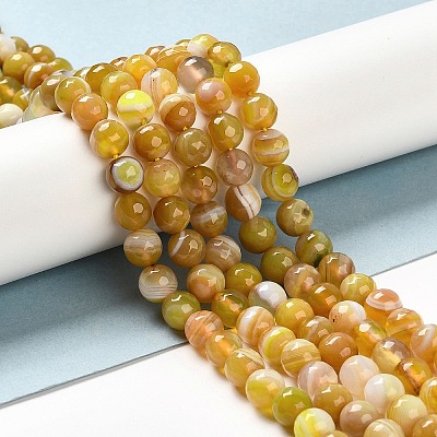 Natural Striped Agate/Banded Agate Beads Strands G-A246-8mm-15-1