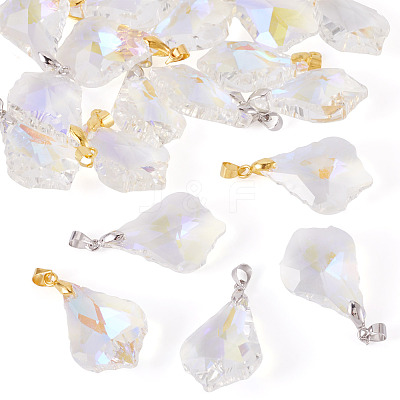 20Pcs 2 Colors AB Color Plated Electroplate Glass Pendants PALLOY-TA00331-1