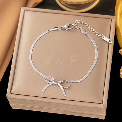 304 Stainless Steel Herringbone Chains Bracelets BJEW-C084-01P-1