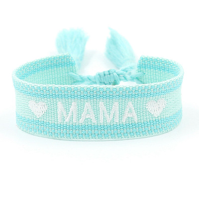 Mother's Day Adjustable Polyester Embroidery Braided Cord Bracelets FS-WGFCFA1-02-1