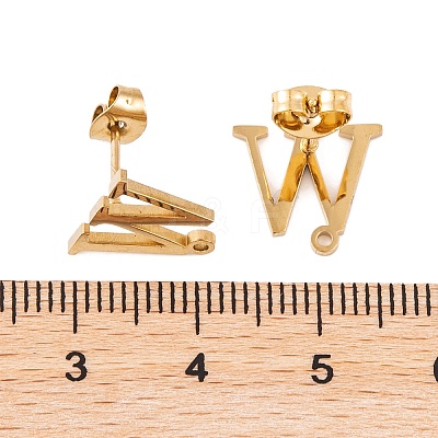 Ion Plating(IP) 304 Stainless Steel Stud Earrings FIND-Q103-01W-G-1