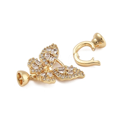 Brass Micro Pave Cubic Zirconia Fold Over Clasps KK-U037-10G-01-1