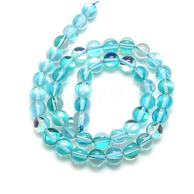 Synthetic Moonstone Beads Strands G-F143-8mm-07-1