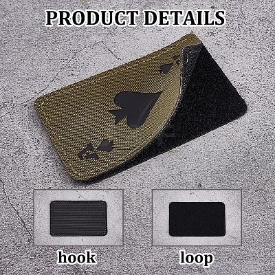 4Pcs Ace of Spades Playing Card Reflective Nylon and Polyester Hook and Loop Tapes AJEW-GA0009-03A-1