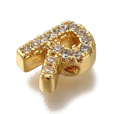 Rack Plating Brass Micro Pave Clear Cubic Zirconia Beads KK-G500-30G-R-1