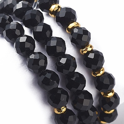 15Pcs 5 Set Natural Black Onyx & Synthetic Hematite Beaded Stretch Rings Set RJEW-JR00521-1