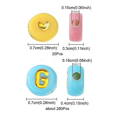 300pcs 2 Styles Opaque Mixed Color Acrylic Beads MACR-YW0002-58A-1