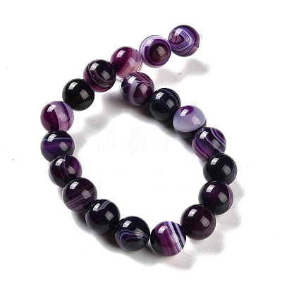 Natural Striped Agate/Banded Agate Beads Strands G-Z060-A01-C12-1