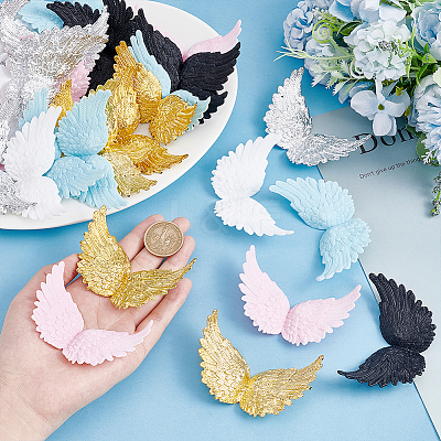 36Pcs 6 Colors Plastic Angel Wings Ornament DIY-AR0002-99B-1