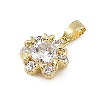 Brass Micro Pave Cubic Zirconia Pendants KK-U041-02G-03-1