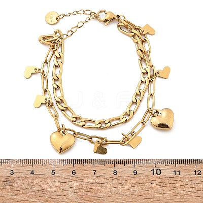 304 Stainless Steel Multi-Strand Charm Bracelets BJEW-C089-02G-1