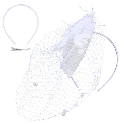 Mesh Veil Cloth Hair Bands AJEW-WH0248-740B-1