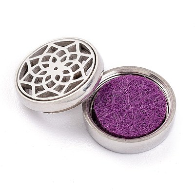 304 Stainless Steel Magnetic Diffuser Locket Aromatherapy Essential Oil Buckle AJEW-M027-13P-1