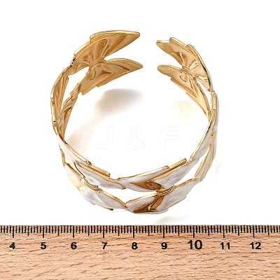 304 Stainless Steel Enamel Cuff Bangles for Women BJEW-E112-01G-1