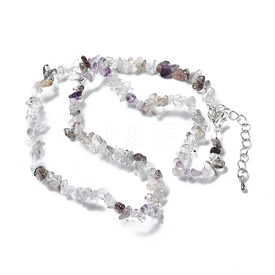 Natural Supper 7 Rutilated Quartz Chip Beaded Necklaces for Men Women NJEW-G159-01A-1