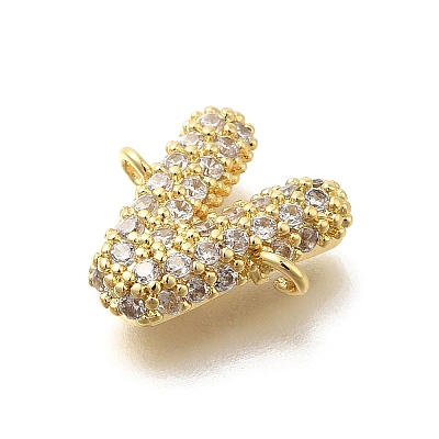 Brass Micro Pave Cubic Zirconia Letter Links KK-I717-04V-1