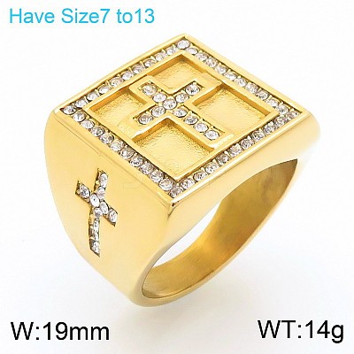 304 Stainless Steel Cubic Zirconia Finger Rings for Men FS-WG9BEFD-09-1