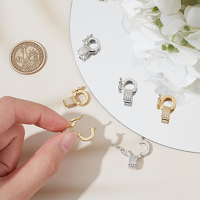 6Pcs 2 Colors Brass Micro Pave Clear Cubic Zirconia Twister Clasps KK-OC0001-47-1