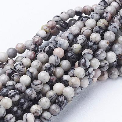 15 inch Black Silk Stone/Netstone Strands GSR4mmC137-1