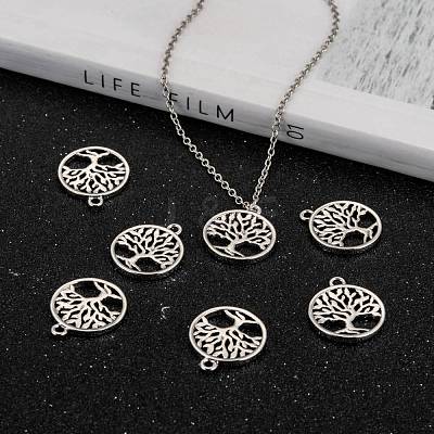 Eco-Friendly Rack Plating Brass Tree of Life Pendants X-KK-I606-42P-NR-1