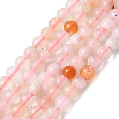 Natural Cherry Blossom Agate Beads Strands G-B130-4mm-02-1