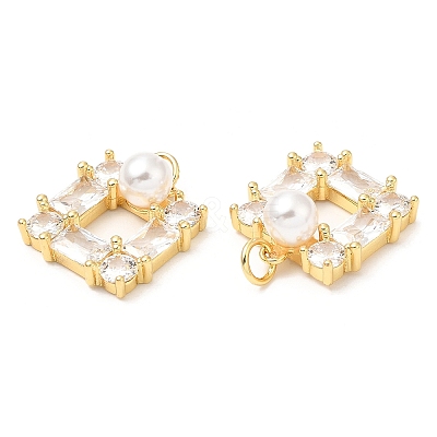 Rack Plating Brass Micro Pave Cubic Zirconia Pendants KK-A185-27G-1