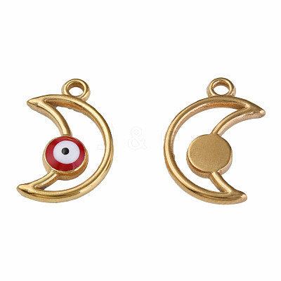304 Stainless Steel Enamel Pendants STAS-N087-50-01G-1
