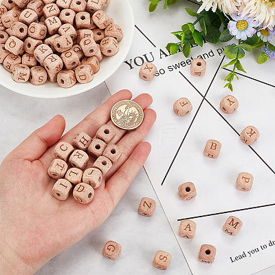 26Pcs Alphabet Wood European Beads WOOD-OC0002-72-1